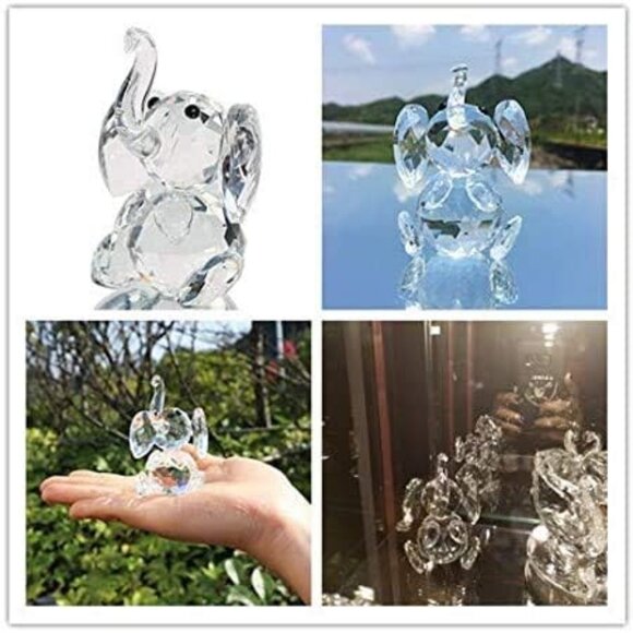 Sparkling Crystal Elephant Figurine with Rainbow Reflection for Home Decor - Picture 9 of 9